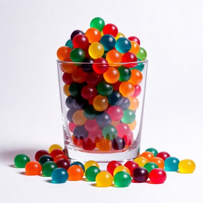 Colorful Gummy Candies in Glass