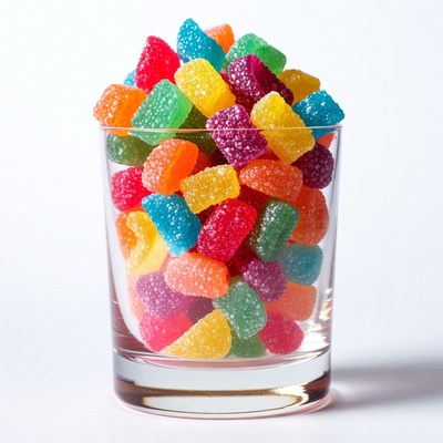 Colorful Gummy Candy in Glass