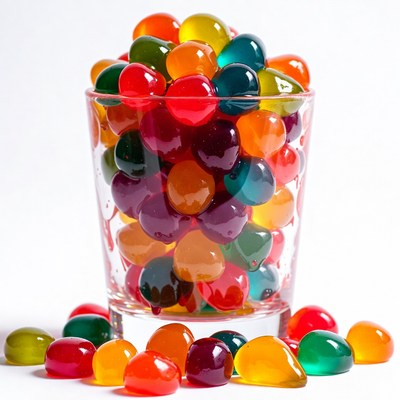 Colorful Gummy Candy in Glass Jar