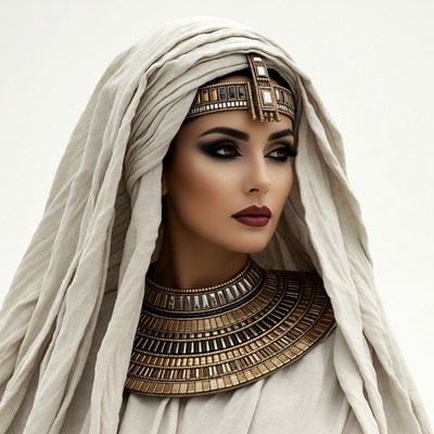 Egyptian woman in white headscarf