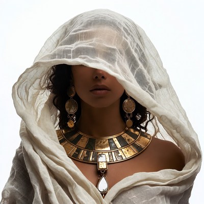 Woman in veiled Egyptian necklace