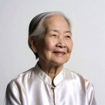Elderly Asian woman smiling