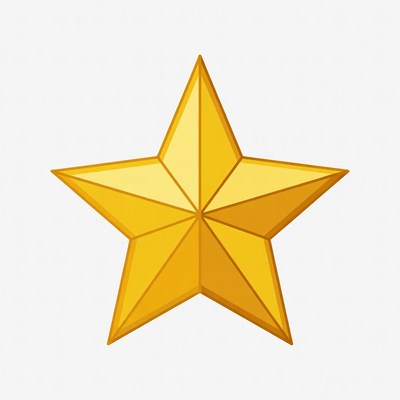 Golden Star on White Background