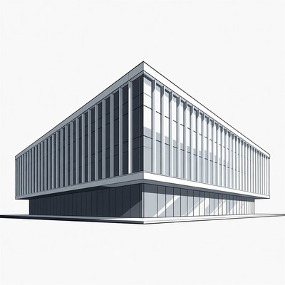 Modern Glass Office Building Illustration