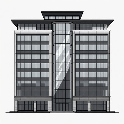 Modern Glass Office Building Illustration