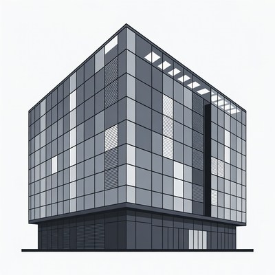 Modern Glass Office Building Illustration