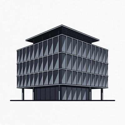Modern Glass Office Building Illustration