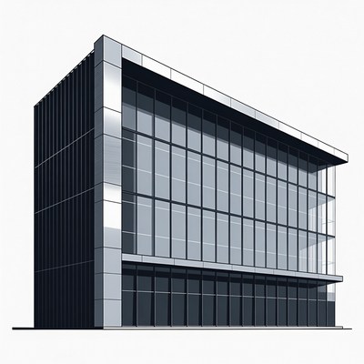 Modern Glass Office Building Illustration