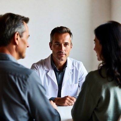 Doctor consulting older man and woman