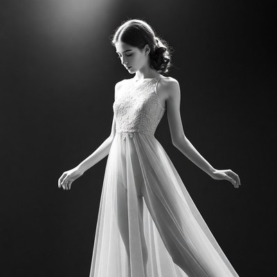 Woman in lace gown posing gracefully