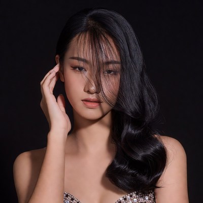 Asian woman with long black hair