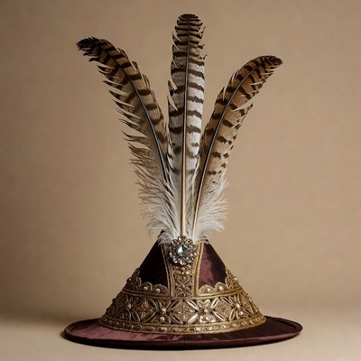 Maroon Velvet Hat with Feathers