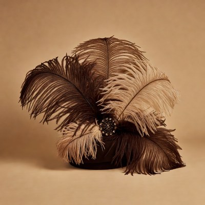 Feathered Hat with Beaded Center