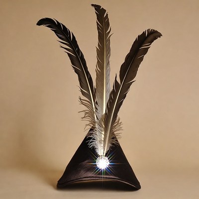 Black Feathered Hat with Rhinestone