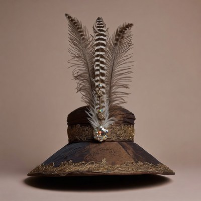 Elegant Brown Feather Hat