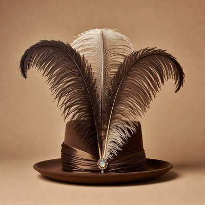 Brown Felt Hat with Ostrich Feathers