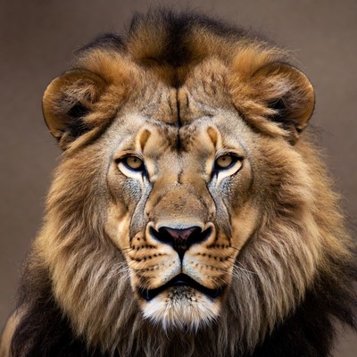 Close-up lion face portrait