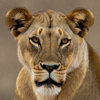Close-up lioness portrait
