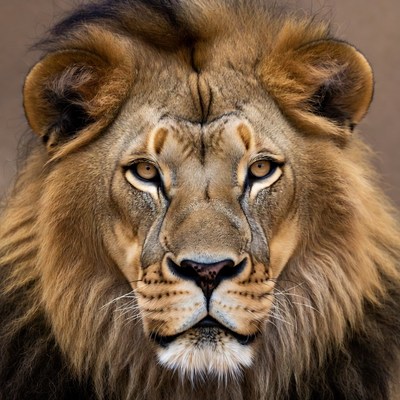 Close-up lion face portrait