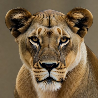Close-up lioness portrait
