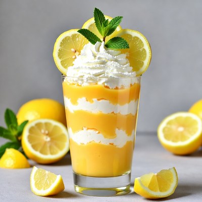 Lemon Parfait with Whipped Cream and Mint