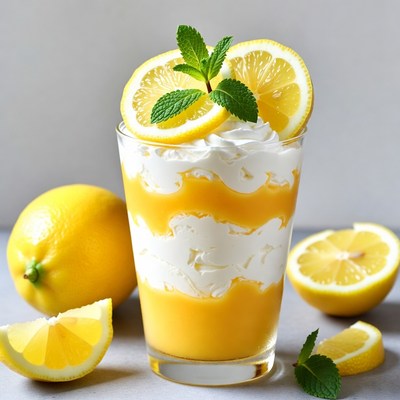 Lemon Cream Dessert with Mint