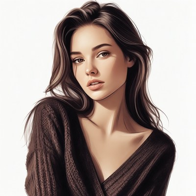 Beautiful woman with long brown hair