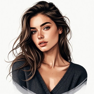 Beautiful woman with wavy brown hair