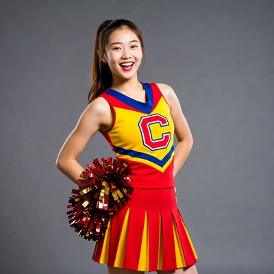 Asian girl in cheerleader uniform