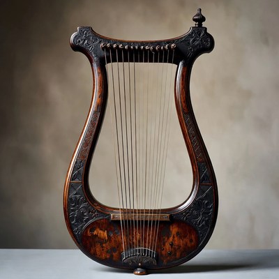 Vintage Wooden Lyre Harp