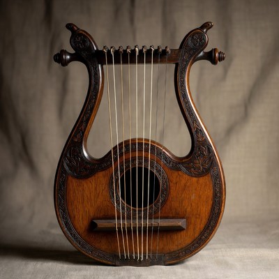 Vintage Wooden Lyre Harp