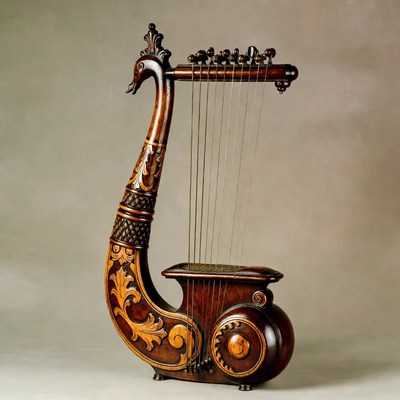 Ornate Peacock Harp Instrument