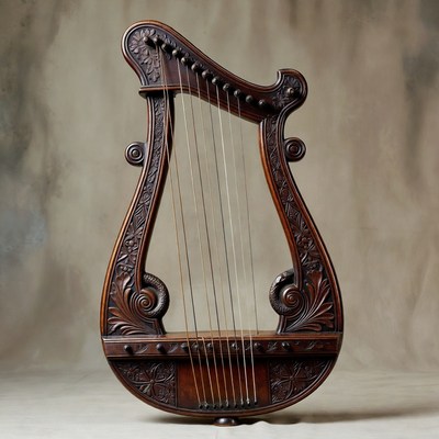 Ornate Wooden Harp