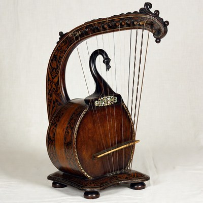 Ornate Antique Harp Instrument