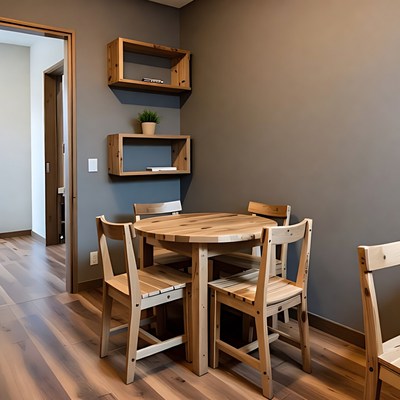 Rustic Wooden Round Dining Table