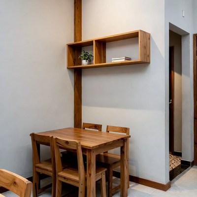 Wooden dining table with chairs