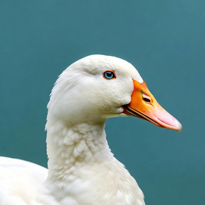 White duck with blue eyes