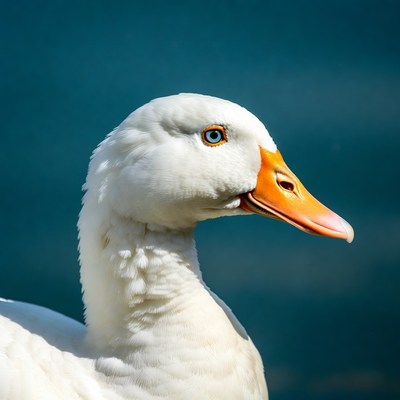 White goose with blue eyes