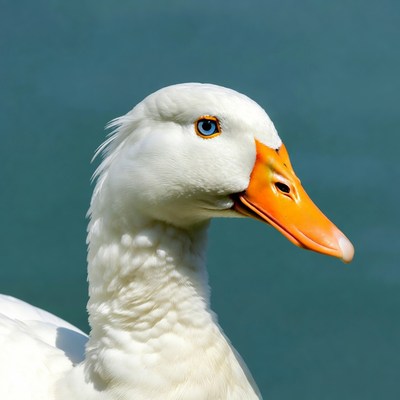 White duck with orange beak