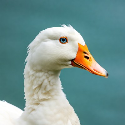 White duck with blue eyes