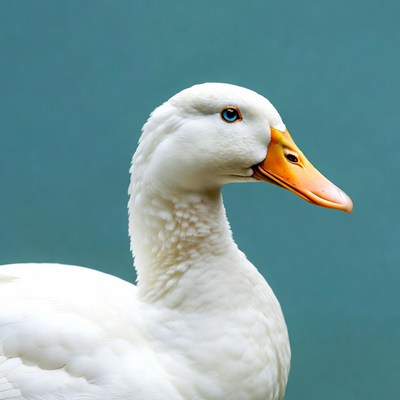 White duck with blue eyes