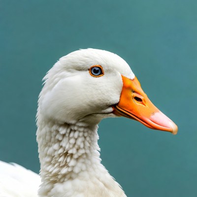White goose profile on blue background