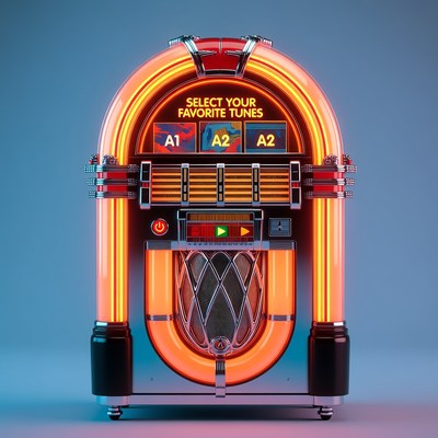 Retro Neon Jukebox Select Tunes