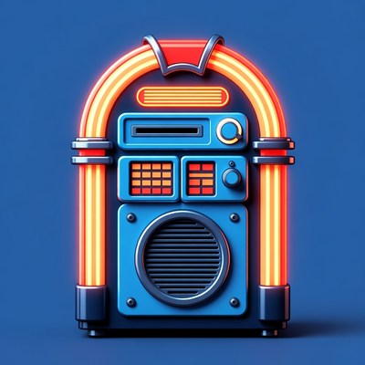 Neon Glowing Retro Jukebox