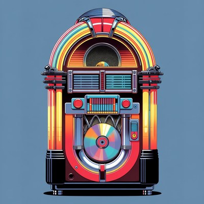 Retro Rainbow Jukebox Illustration