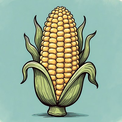 Golden Corn Cob Illustration