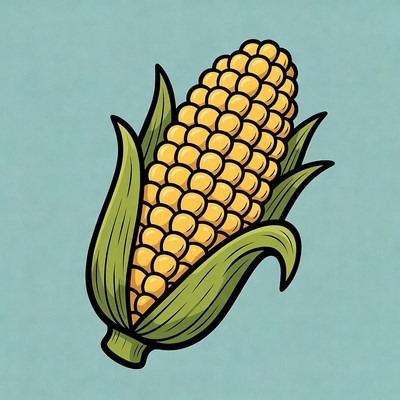 Yellow Corn Cob Illustration