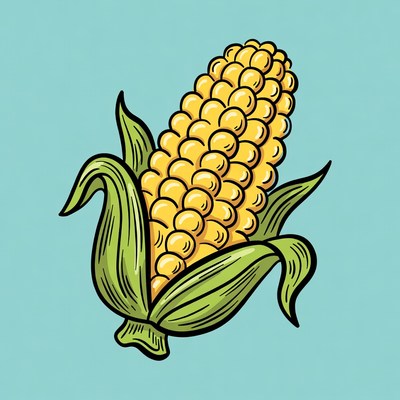 Yellow Corn Cob Illustration