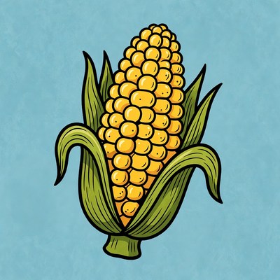 Yellow Corn Cob Illustration