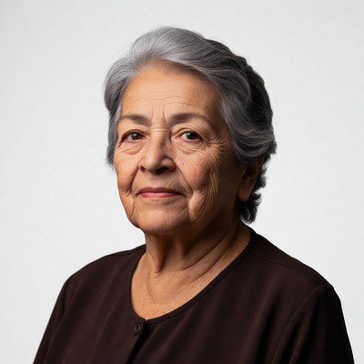 Elderly woman with gray hair